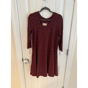 Anthropologie by Saturday Sunday Narva Maroon/ Red Wine Swing‎ Dress Size M